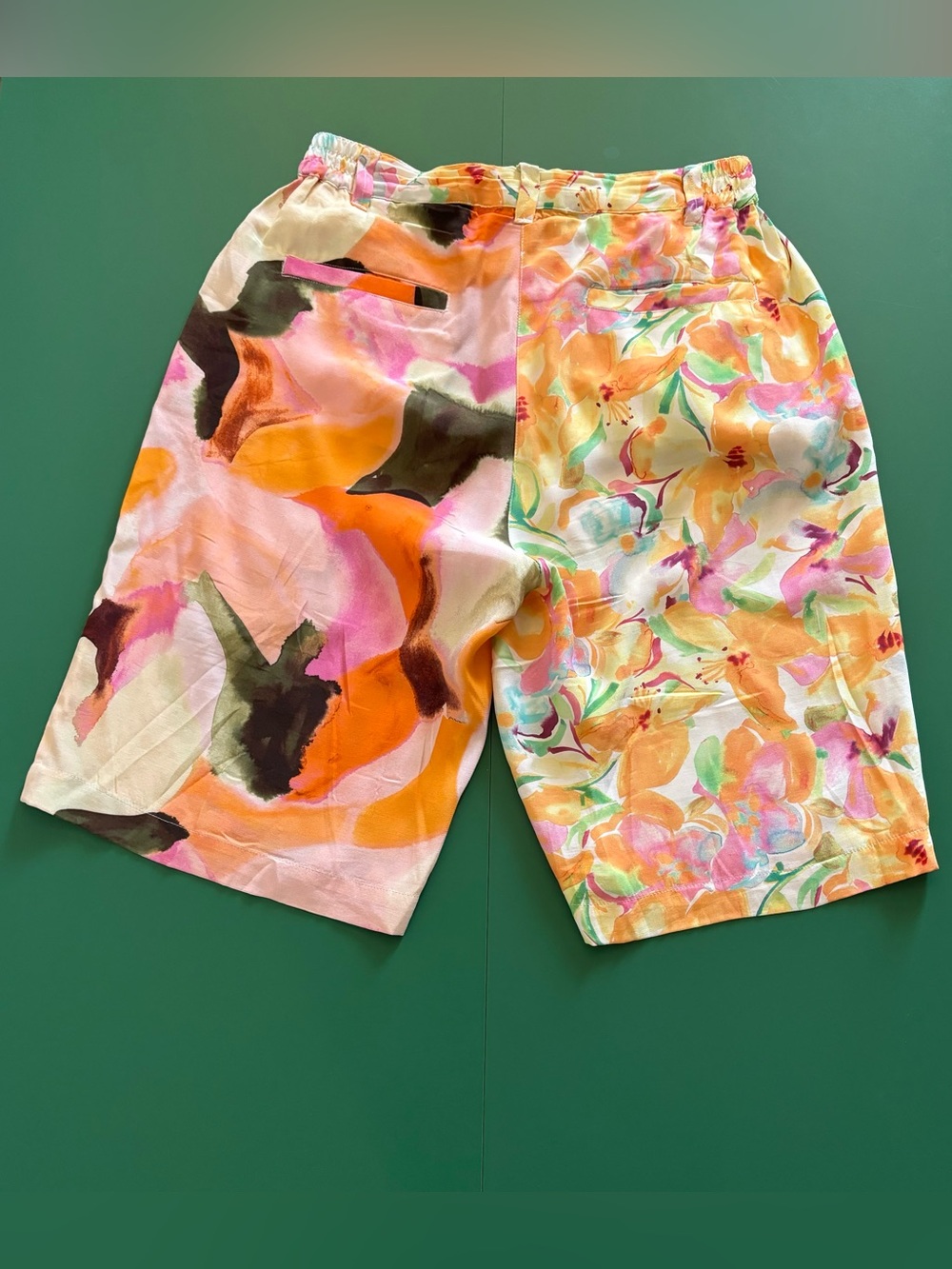 French Connection Size 4 Floral Watercolor Bermuda Shorts - Orange & Pink - Picture 2 of 3